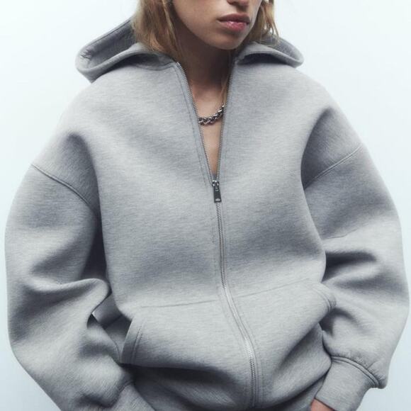 ZARA BLOGGER FAVORITE SOFT NEOPRENE EFFECT BOMBER - Picture 7 of 9